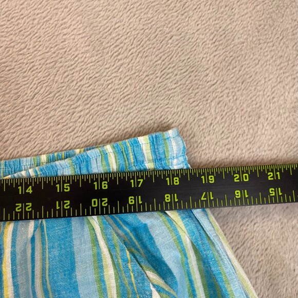 Erika Womens Linen Blend Short Size 3X Blue Striped Drawstring Casual Summer - Picture 3 of 11